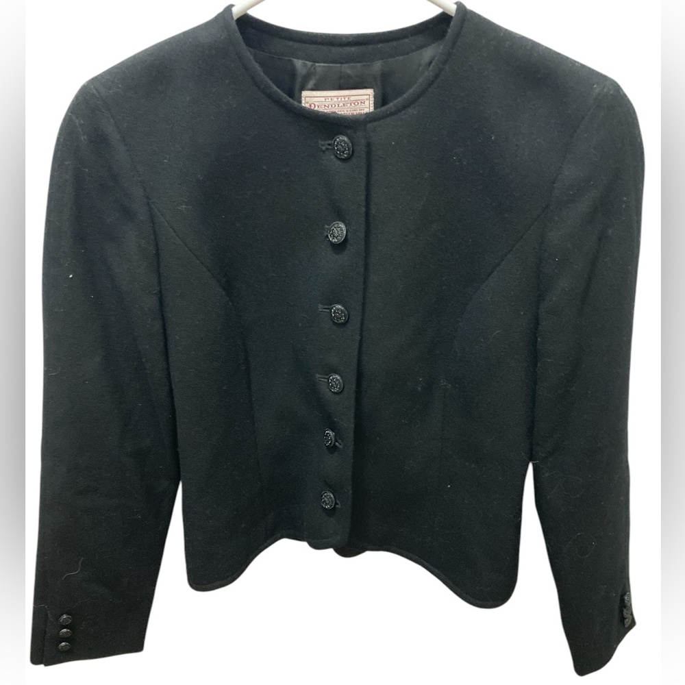 Vintage PENDLETON BLACK SHORT JACKET-10-Audrey Hepburn Vibes! 100% Virgin wool.